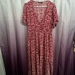 Floral Red Dress